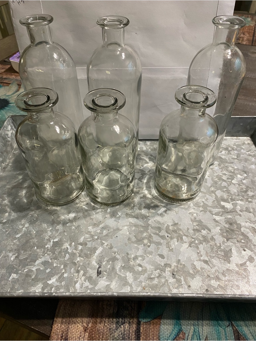 Clear Glass Decorative Vases - Set of 6